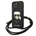 Karl Lagerfeld KLHCP13LCMNIPK i Phone 13 Pro / 13 6,1" hardcase czarny/black Leather Monogram Patch and Cord Iconik