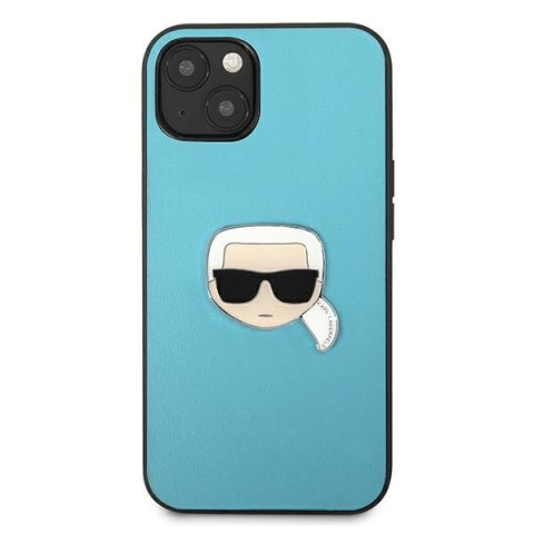 Karl Lagerfeld KLHCP13SPKMB i Phone 13mini 5,4" niebieski/blue hardcase Leather Ikonik Karl`s Head Metal