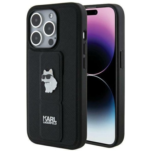 Karl Lagerfeld KLHCP14LGSACHPK i Phone 14 Pro 6.1" czarny/black hardcase Gripstand Saffiano Choupette Pins
