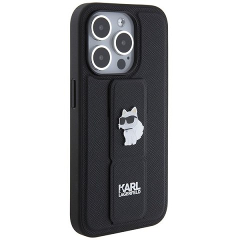 Karl Lagerfeld KLHCP14LGSACHPK i Phone 14 Pro 6.1" czarny/black hardcase Gripstand Saffiano Choupette Pins