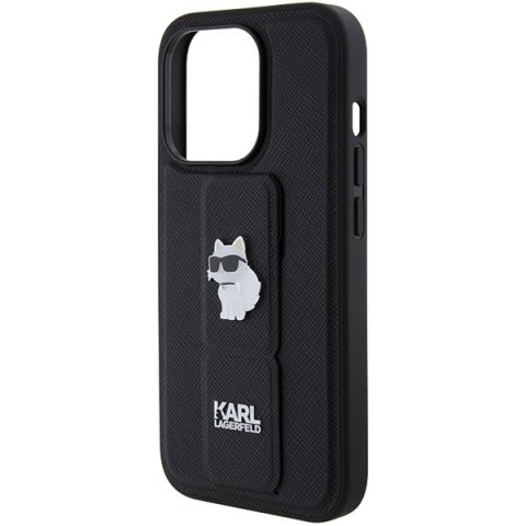 Karl Lagerfeld KLHCP14LGSACHPK i Phone 14 Pro 6.1" czarny/black hardcase Gripstand Saffiano Choupette Pins