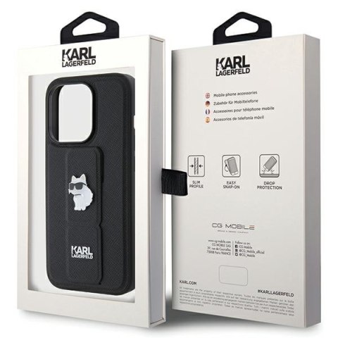 Karl Lagerfeld KLHCP14LGSACHPK i Phone 14 Pro 6.1" czarny/black hardcase Gripstand Saffiano Choupette Pins