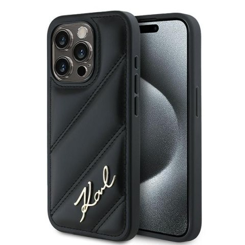 Karl Lagerfeld KLHCP14LPQDSMGK i Phone 14 Pro 6.1" czarny/black hardcase Diagonal Quilted Script