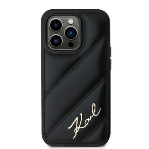 Karl Lagerfeld KLHCP14LPQDSMGK i Phone 14 Pro 6.1" czarny/black hardcase Diagonal Quilted Script