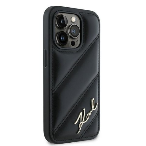 Karl Lagerfeld KLHCP14LPQDSMGK i Phone 14 Pro 6.1" czarny/black hardcase Diagonal Quilted Script