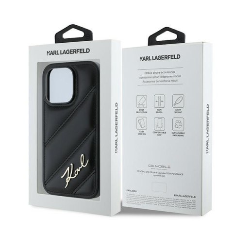 Karl Lagerfeld KLHCP14LPQDSMGK i Phone 14 Pro 6.1" czarny/black hardcase Diagonal Quilted Script