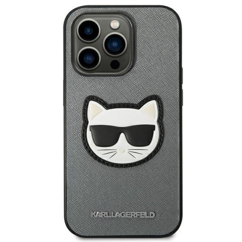 Karl Lagerfeld KLHCP14LSAPCHG i Phone 14 Pro 6,1" hardcase srebrny/silver Saffiano Choupette Head Patch