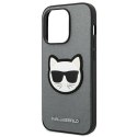Karl Lagerfeld KLHCP14LSAPCHG i Phone 14 Pro 6,1" hardcase srebrny/silver Saffiano Choupette Head Patch