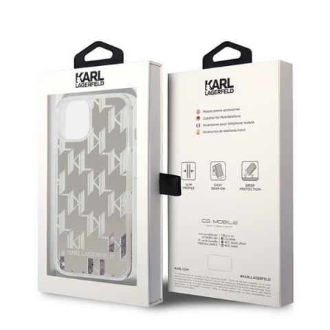 Karl Lagerfeld KLHCP14SLMNMS i Phone 14 / 15 / 13 6,1" hardcase srebrny/silver Liquid Glitter Monogram