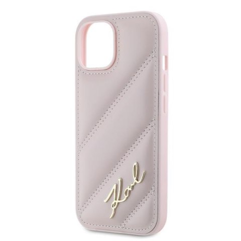Karl Lagerfeld KLHCP14SPQDSMGP i Phone 14 / 15 / 13 6.1" różowy/pink hardcase Diagonal Quilted Script