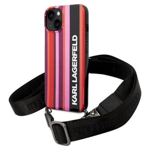 Karl Lagerfeld KLHCP14SSTSTP i Phone 14 / 15 / 13 6,1" hardcase różowy/pink Color Stripes Strap