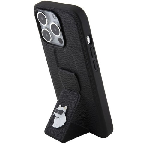 Karl Lagerfeld KLHCP15LGSACHPK i Phone 15 Pro 6.1" czarny/black hardcase Gripstand Saffiano Choupette Pins