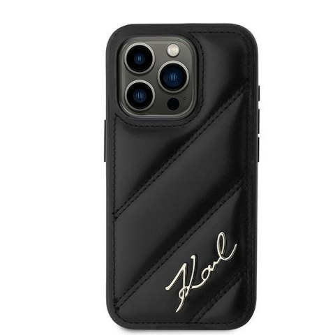 Karl Lagerfeld KLHCP15LPQDSMGK i Phone 15 Pro 6.1" czarny/black hardcase Diagonal Quilted Script