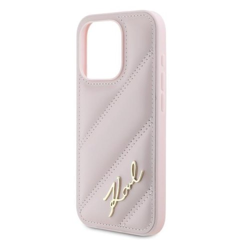 Karl Lagerfeld KLHCP15LPQDSMGP i Phone 15 Pro 6.1" różowy/pink hardcase Diagonal Quilted Script