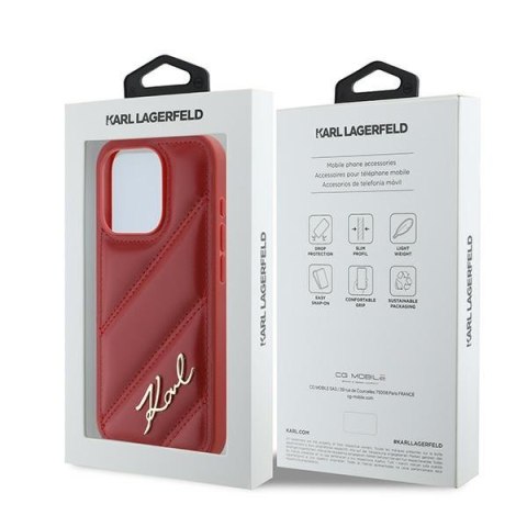 Karl Lagerfeld KLHCP15LPQDSMGR i Phone 15 Pro 6.1" czerwony/red hardcase Diagonal Quilted Script