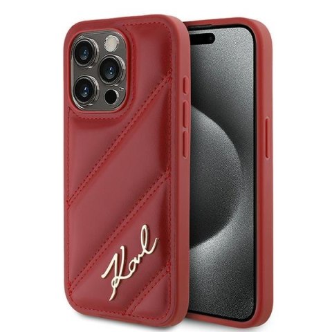 Karl Lagerfeld KLHCP15XPQDSMGR i Phone 15 Pro Max 6.7" czerwony/red hardcase Diagonal Quilted Script