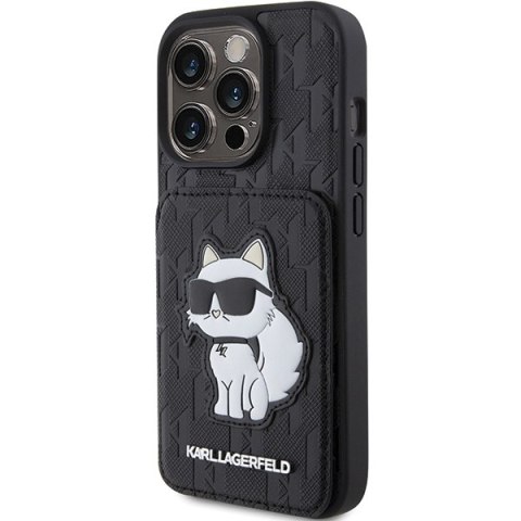 Karl Lagerfeld KLHCP15XSAKCNSCK i Phone 15 Pro Max 6.7" czarny/black hardcase Saffiano Cardslots and Stand Monogram Choupette