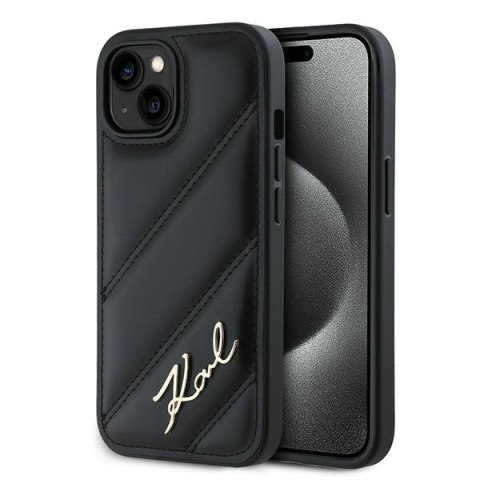 Karl Lagerfeld KLHCP15SPQDSMGK i Phone 15 / 14 / 13 6.1" czarny/black hardcase Diagonal Quilted Script
