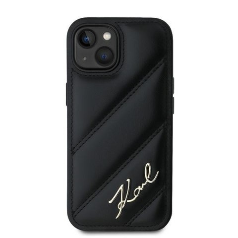 Karl Lagerfeld KLHCP15SPQDSMGK i Phone 15 / 14 / 13 6.1" czarny/black hardcase Diagonal Quilted Script