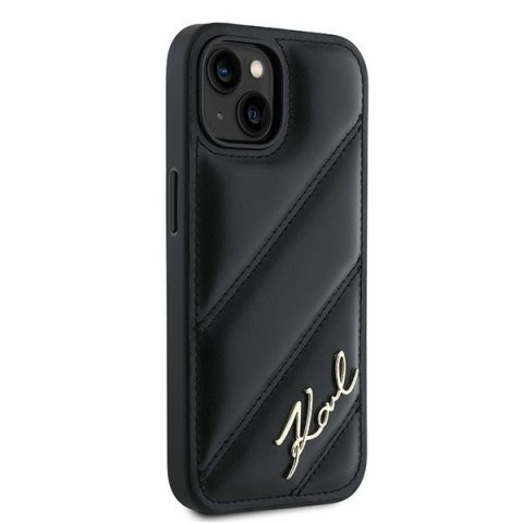 Karl Lagerfeld KLHCP15SPQDSMGK i Phone 15 / 14 / 13 6.1" czarny/black hardcase Diagonal Quilted Script