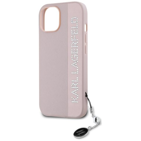 Karl Lagerfeld KLHCP15SPSAKDGCP i Phone 15 / 14 / 13 6.1" różowy/pink hardcase Saffiano Rhinestones & Charm