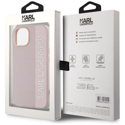 Karl Lagerfeld KLHCP15SPSAKDGCP i Phone 15 / 14 / 13 6.1" różowy/pink hardcase Saffiano Rhinestones & Charm