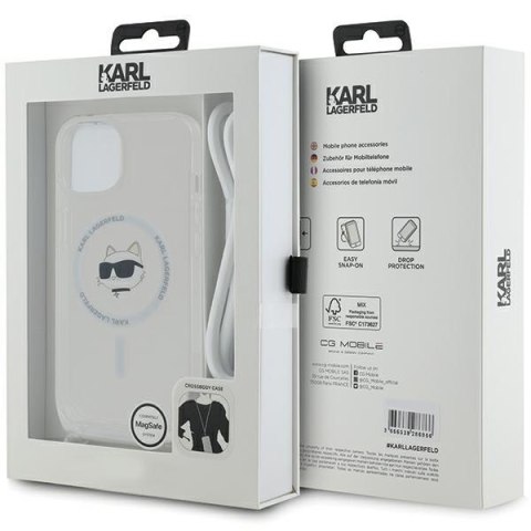 Karl Lagerfeld KLHMP13MHCCHNT i Phone 13 / 14 / 15 6.1" hardcase transparent IML Choupette Head & Cord Magsafe