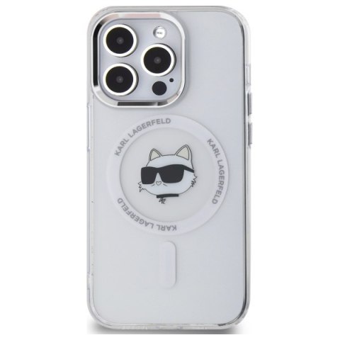 Karl Lagerfeld KLHMP14LHLSCHH i Phone 14 Pro 6.1" biały/white hardcase IML Metal Choupette Head Mag Safe