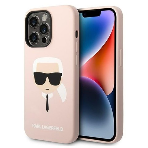 Karl Lagerfeld KLHMP14XSLKHLP i Phone 14 Pro Max 6,7" hardcase jasno różowy/light pink Silicone Karl`s Head Magsafe