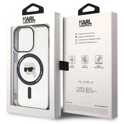 Karl Lagerfeld KLHMP15LHKHNOTK i Phone 15 Pro 6.1" transparent hardcase IML Karl`s Head Mag Safe