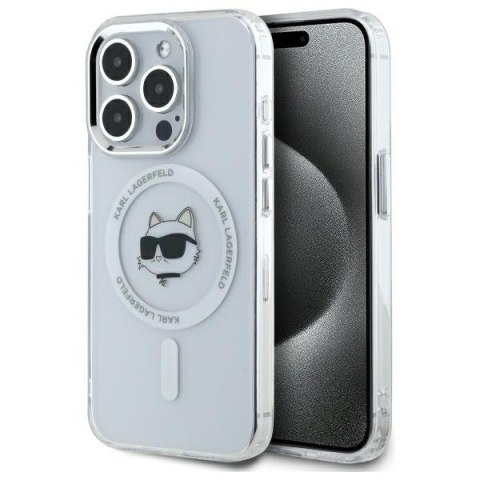 Karl Lagerfeld KLHMP15LHLSCHH i Phone 15 Pro 6.1" biały/white hardcase IML Metal Choupette Head Mag Safe