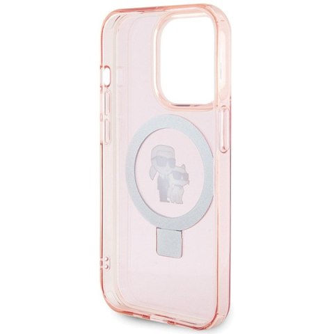 Karl Lagerfeld KLHMP15LHMRSKCP i Phone 15 Pro 6.1" różowy/pink hardcase Ring Stand Karl&Choupettte Mag Safe