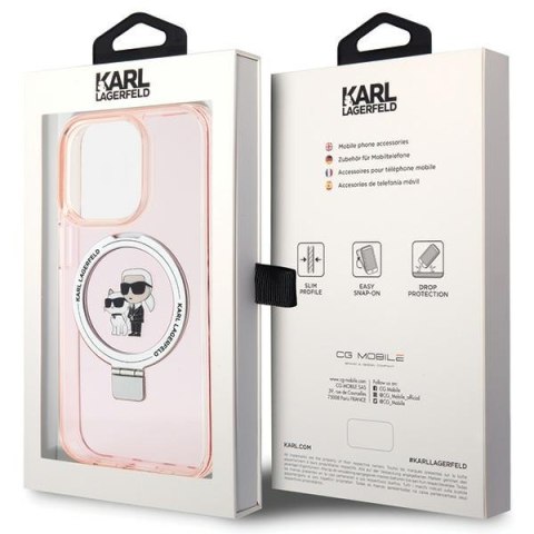 Karl Lagerfeld KLHMP15LHMRSKCP i Phone 15 Pro 6.1" różowy/pink hardcase Ring Stand Karl&Choupettte Mag Safe
