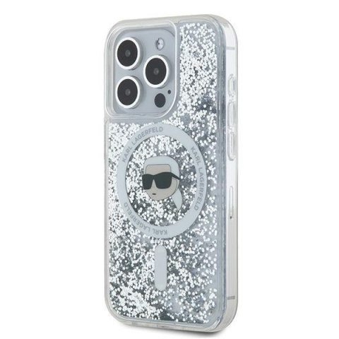 Karl Lagerfeld KLHMP15LLGKISGH i Phone 15 Pro 6.1" hardcase transparent Liquid Glitter Karl Head Magsafe