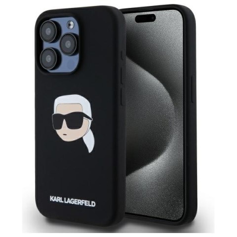 Karl Lagerfeld KLHMP15LSKHPPLK i Phone 15 Pro 6.1" czarny/black hardcase Silicone Karl Head Print Mag Safe