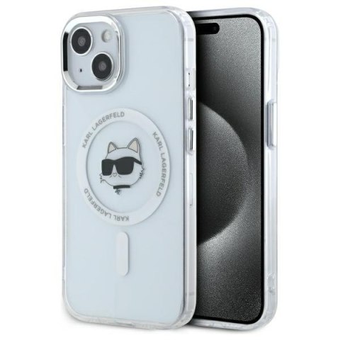 Karl Lagerfeld KLHMP15SHLSCHH i Phone 15 6.1" biały/white hardcase IML Metal Choupette Head Mag Safe