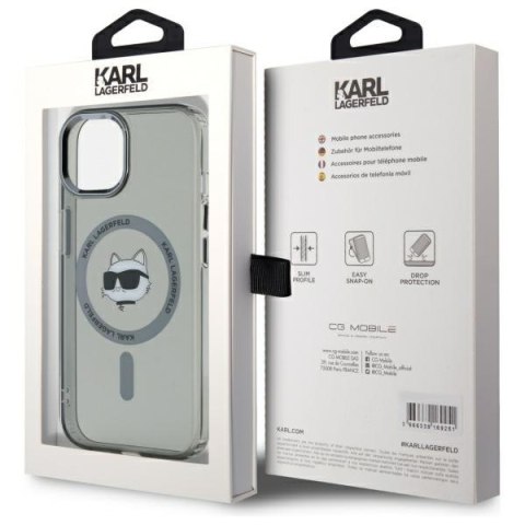 Karl Lagerfeld KLHMP15SHLSCHK i Phone 15 6.1" czarny/black hardcase IML Metal Choupette Head Mag Safe