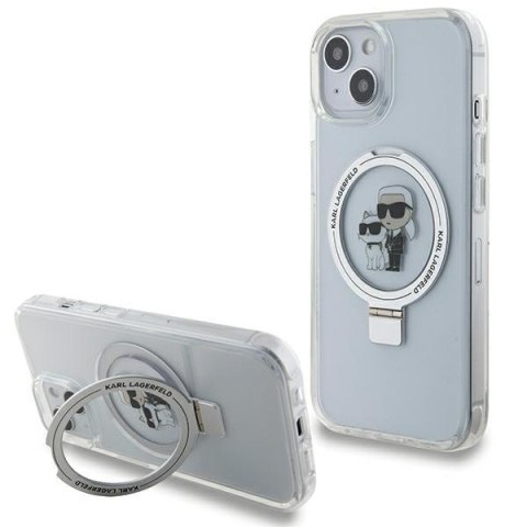 Karl Lagerfeld KLHMP15SHMRSKCH i Phone 15/ 14 / 13 6.1" biały/white hardcase Ring Stand Karl&Choupettte Mag Safe