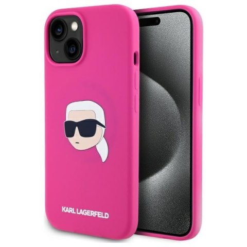 Karl Lagerfeld KLHMP15SSKHPPLF i Phone 15 6.1" fuksja/fuschia hardcase Silicone Karl Head Print Mag Safe