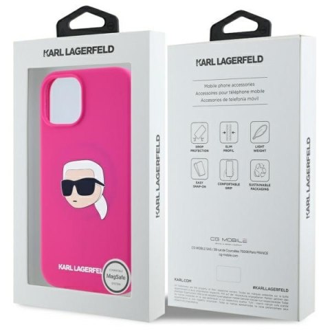 Karl Lagerfeld KLHMP15SSKHPPLF i Phone 15 6.1" fuksja/fuschia hardcase Silicone Karl Head Print Mag Safe