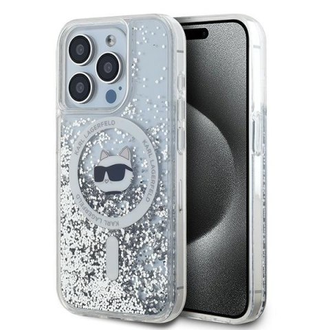 Karl Lagerfeld KLHMP15XLGCHSGH i Phone 15 Pro Max 6.7" hardcase transparent Liquid Glitter Choupette Head Magsafe