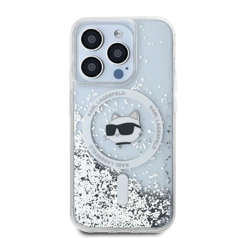 Karl Lagerfeld KLHMP15XLGCHSGH i Phone 15 Pro Max 6.7" hardcase transparent Liquid Glitter Choupette Head Magsafe