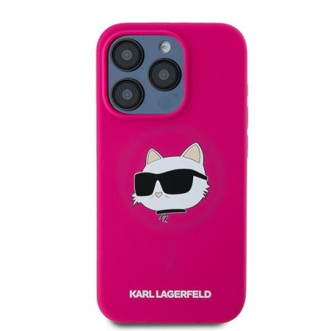 Karl Lagerfeld KLHMP15XSCHPPLF i Phone 15 Pro Max 6.7" różowy/fuschia hardcase Silicone Choupette Head Mag Safe