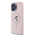 Karl Lagerfeld KLHMP15XSCMKCRHP i Phone 15 Pro Max 6.7" różowy/pink hardcase Silicone Karl & Choupette Ring Mag Safe