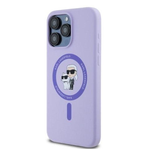 Karl Lagerfeld KLHMP15XSCMKCRHU i Phone 15 Pro Max 6.7" fioletowy/purple hardcase Silicone Karl&Choupette Heads Ring Mag Safe