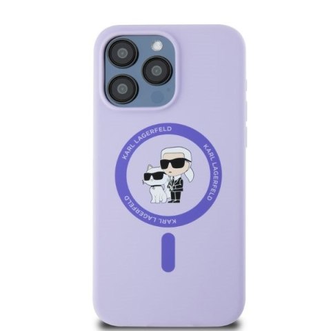 Karl Lagerfeld KLHMP15XSCMKCRHU i Phone 15 Pro Max 6.7" fioletowy/purple hardcase Silicone Karl&Choupette Heads Ring Mag Safe