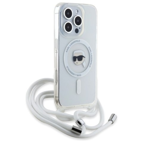 Karl Lagerfeld KLHMP16LHCKHNT i Phone 16 Pro 6.3" hardcase transparent Crossbody IML Karl Head Magsafe