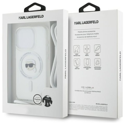 Karl Lagerfeld KLHMP16LHCKHNT i Phone 16 Pro 6.3" hardcase transparent Crossbody IML Karl Head Magsafe