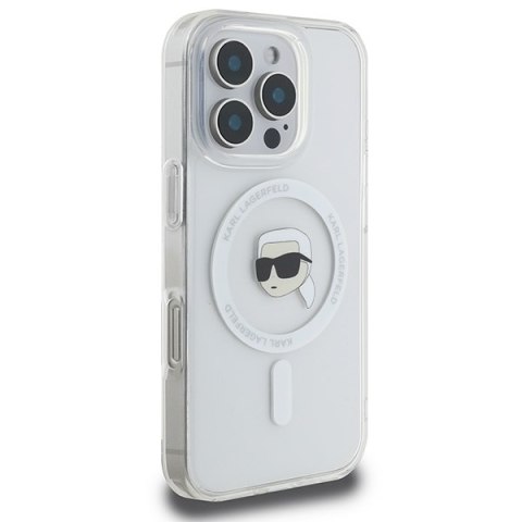 Karl Lagerfeld KLHMP16LHLSKIH i Phone Pro 6.3" biały/white hardcase IML Metal Karl Head Mag Safe