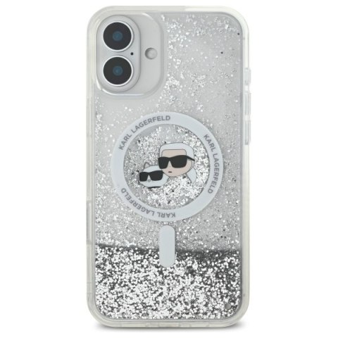 Karl Lagerfeld KLHMP16MLGKCSGH i Phone 16 Plus 6.7" hardcase transparent Liquid Glitter Karl&Choupette Head Magsafe